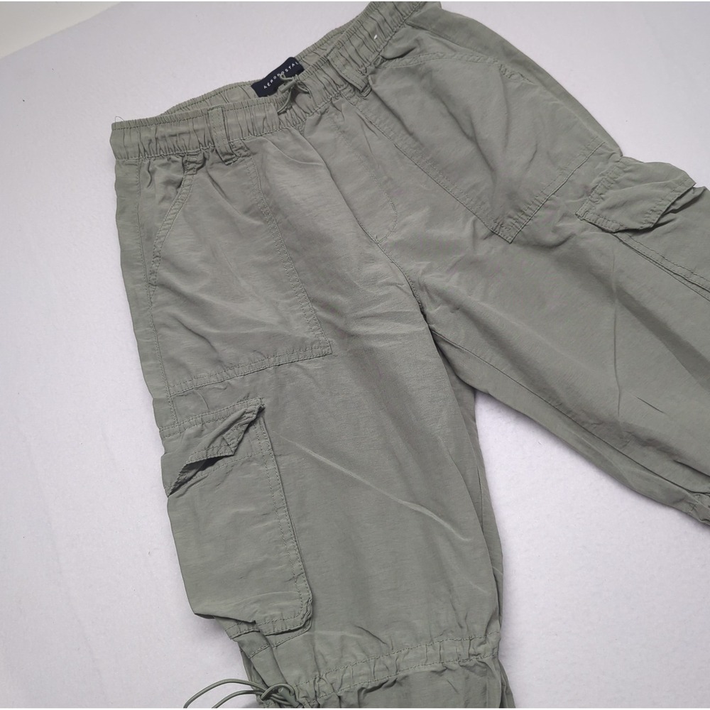 Aeropostale Paratrooper Pants Womens S White Cargo Pockets Bungee Y2K Parachute